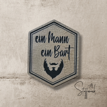 Label  " ein Mann - ein Bart (Version 1) " -  ca. 5 cm hoch - Kunstleder ++ Farbauswahl ++